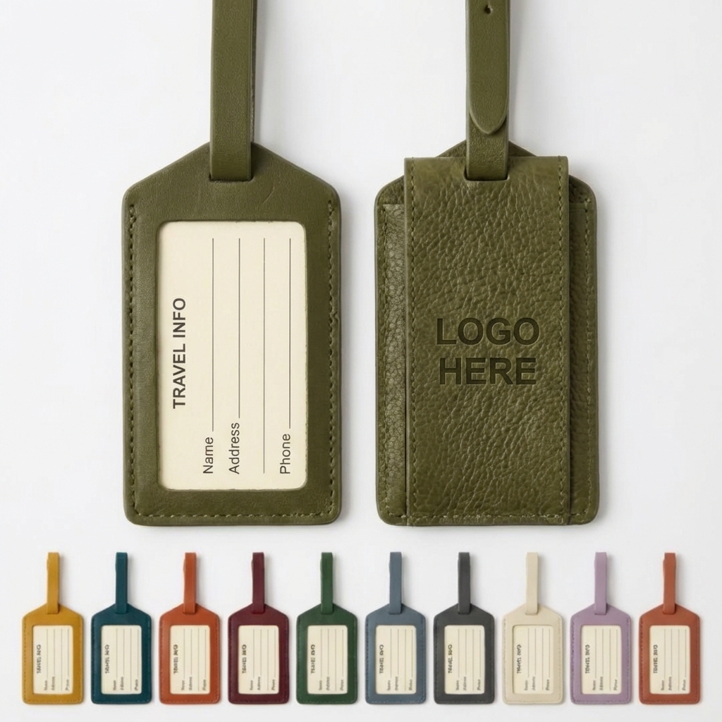 Secure-Flap Adjustable PU Luggage Tag